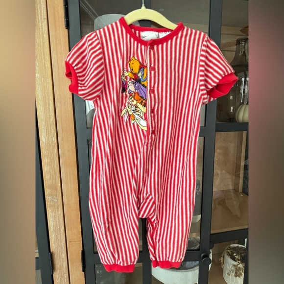 Vintage 90s Disney Store Winnie the Pooh Baby Romper onesie embroidered stripes - Picture 5 of 8